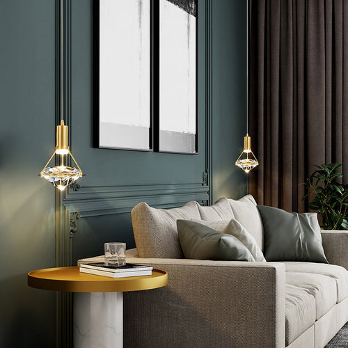 Savia diamond-shaped luxury LED pendant light - vue 7 sur 9