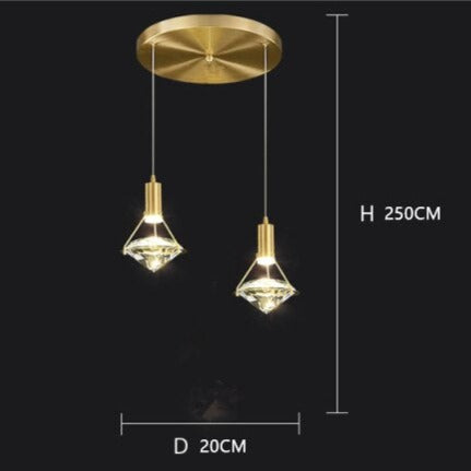 Savia diamond-shaped luxury LED pendant light - vue 9 sur 9