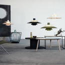 Modern LED pendant light with multiple Coen metal shades