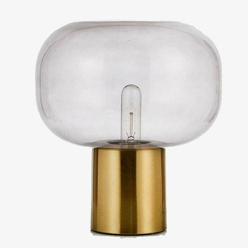 Modern LED table lamp with gold base and rounded shade luxury - vue 2 sur 3