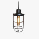 Retro LED pendant light with industrial metal cage