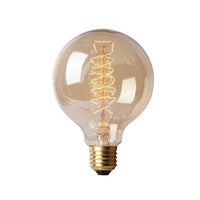 Large vintage 40W Edison spiral filament incandescent ball bulb