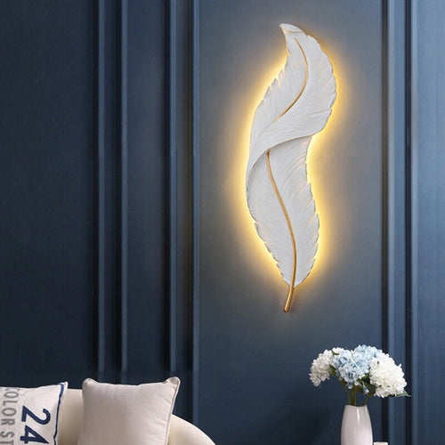Modern white feather LED wall light Kauai - vue 4 sur 11
