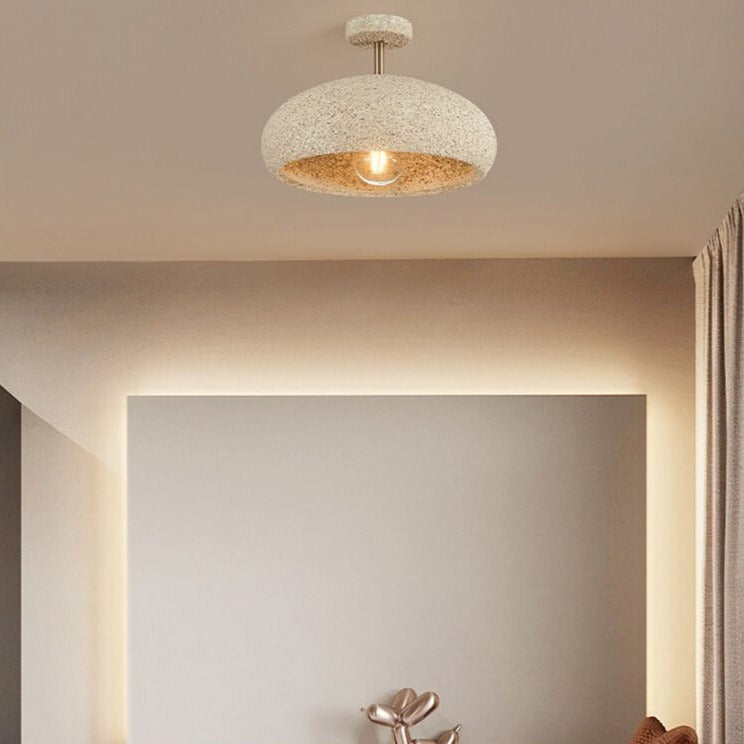 Modern ceiling light with stone-effect shade kery - vue 3 sur 11