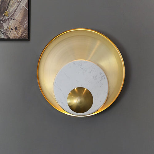 Designer LED wall light in marble and gold brass luxury - vue 5 sur 6