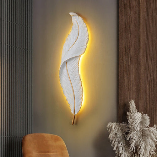 Modern white feather LED wall light Kauai - vue 10 sur 11