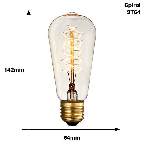 Conical vintage spiral filament incandescent bulb 40W Edison - vue 3 sur 3