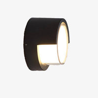Black round LED outdoor wall light porch