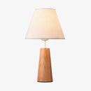 Modern LED wooden table lamp with white Deco lampshade