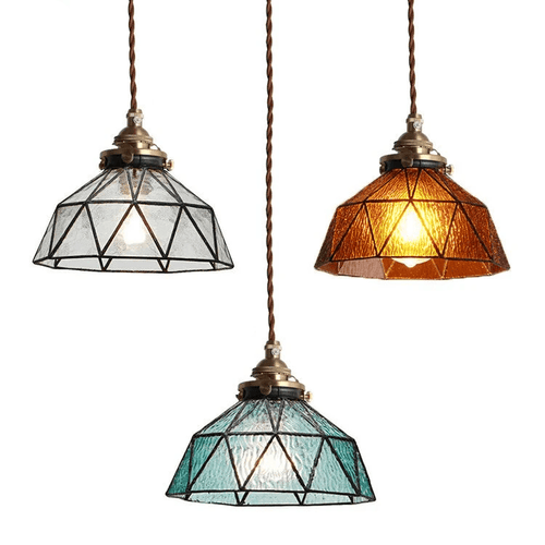 Vintage style coloured glass LED pendant light - vue 3 sur 6