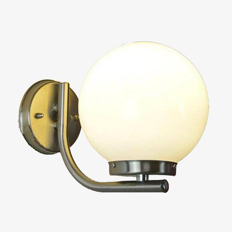 Silver wall light with glass ball
