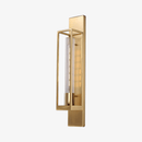 Design LED wall light with gold rectangular cage