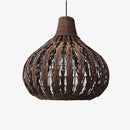 Dark brown bamboo pendant light rattan