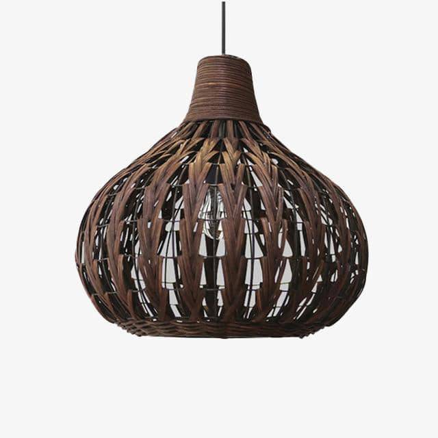 Dark brown bamboo pendant light rattan