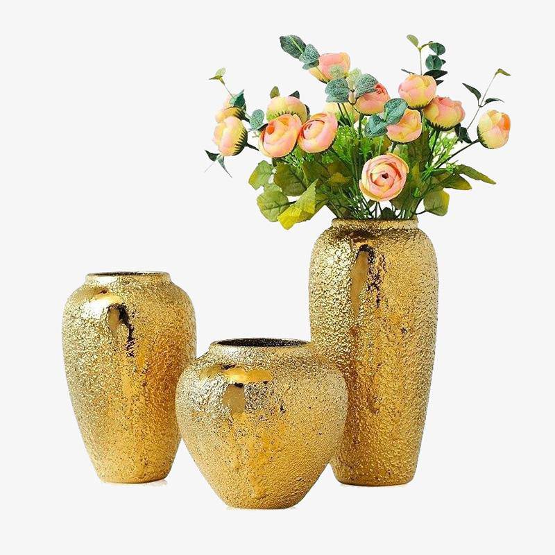 Luxury style golden ceramic design vase