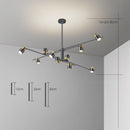 Designer LED chandelier with metal bar and adjustable spotlights caeli