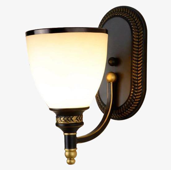 Rustic metal wall light with glass shade european