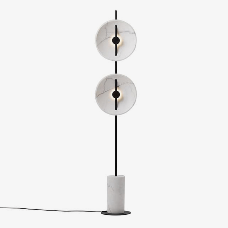 Design LED floor lamp with circles and marble base Tripot