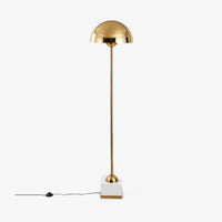 Gold metal LED floor lamp with spherical shade