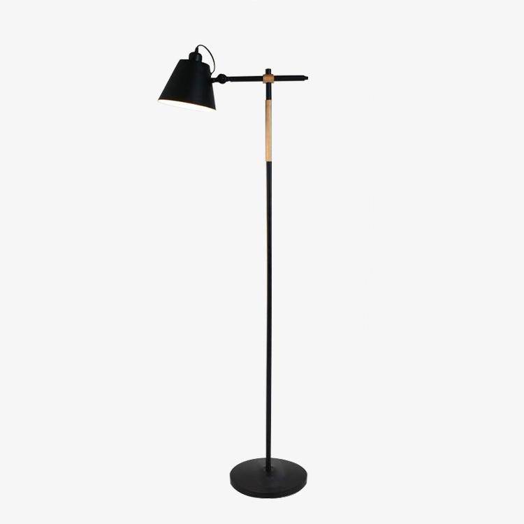 Adjustable wooden and metal designer floor lamp