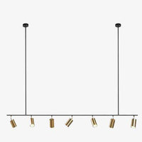 LED designer chandelier with adjustable gold spotlights