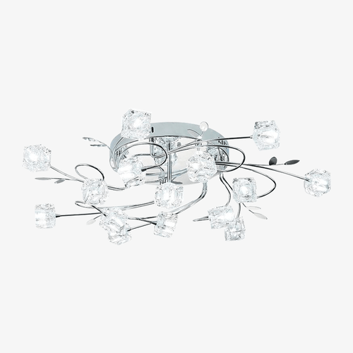 Chrome LED ceiling light with glass cubes - vue 2 sur 7