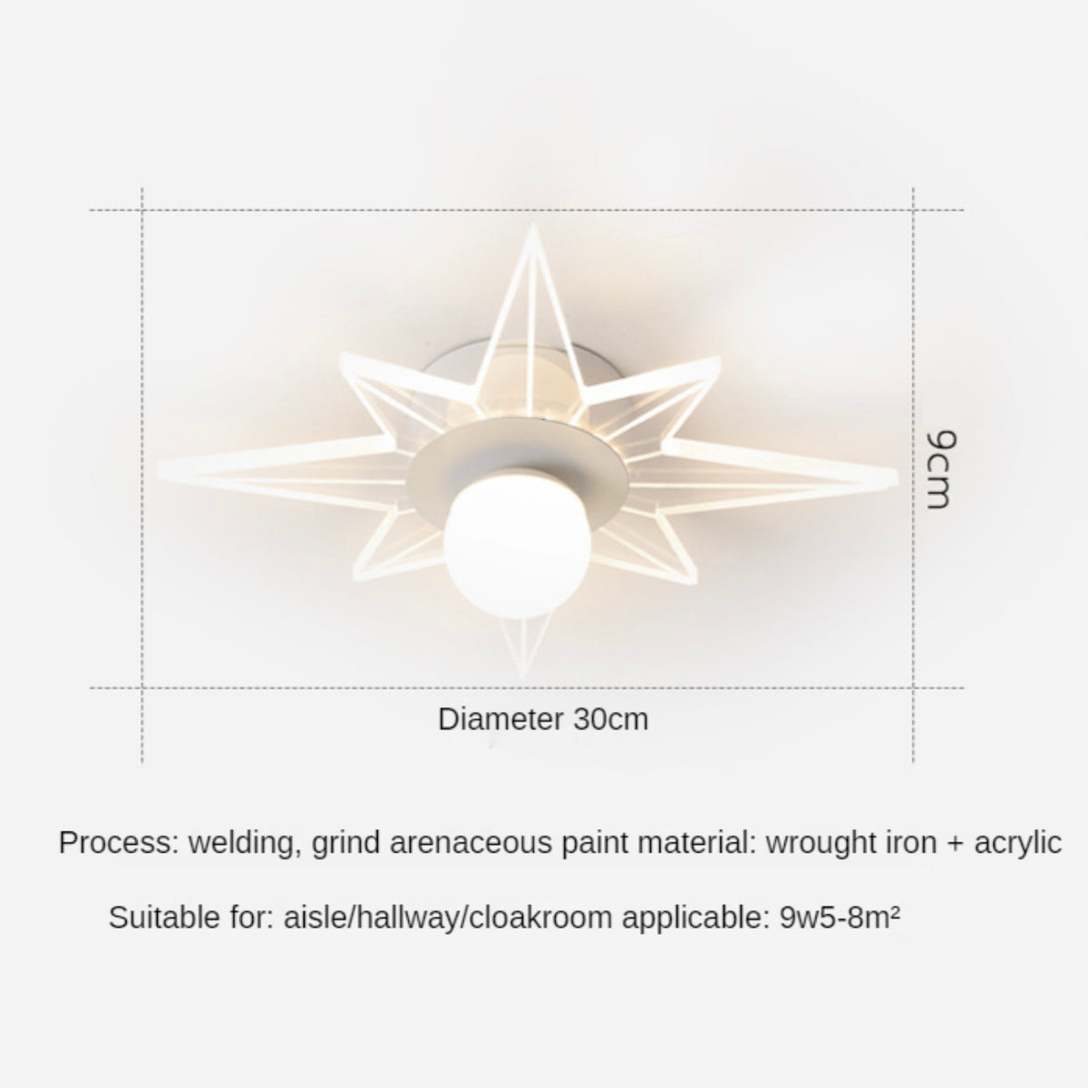 Majesty modern star-shaped LED ceiling light - vue 6 sur 6