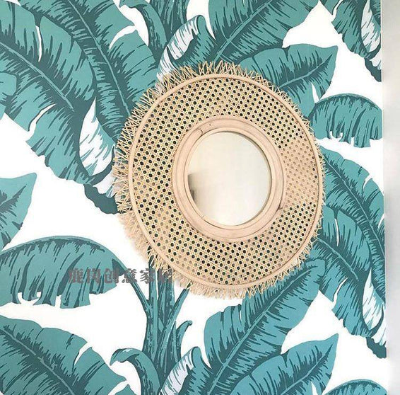 Literature Round Rattan Wall Mirror