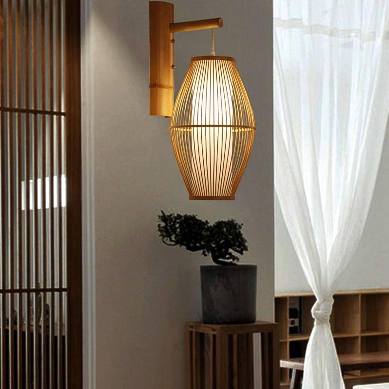 Japanese style bamboo hanging wall light Tea