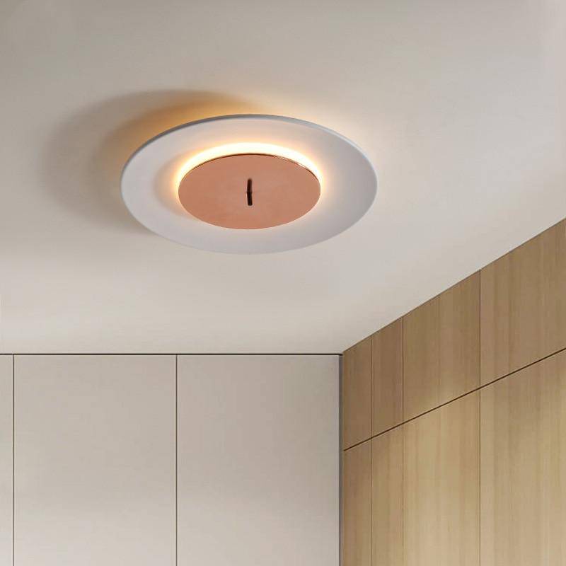 Design LED ceiling light with coloured aluminium macaron disc - vue 3 sur 9