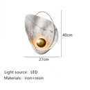 Led designer marble wall light with gold ring