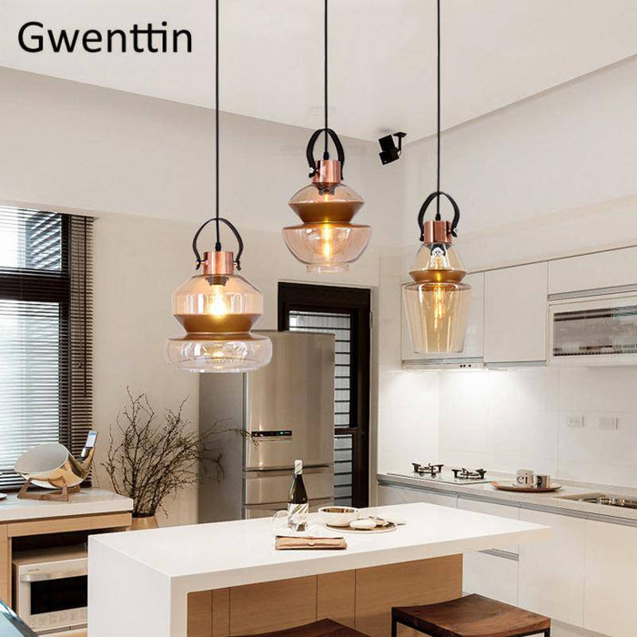 Industrial glass design LED pendant light