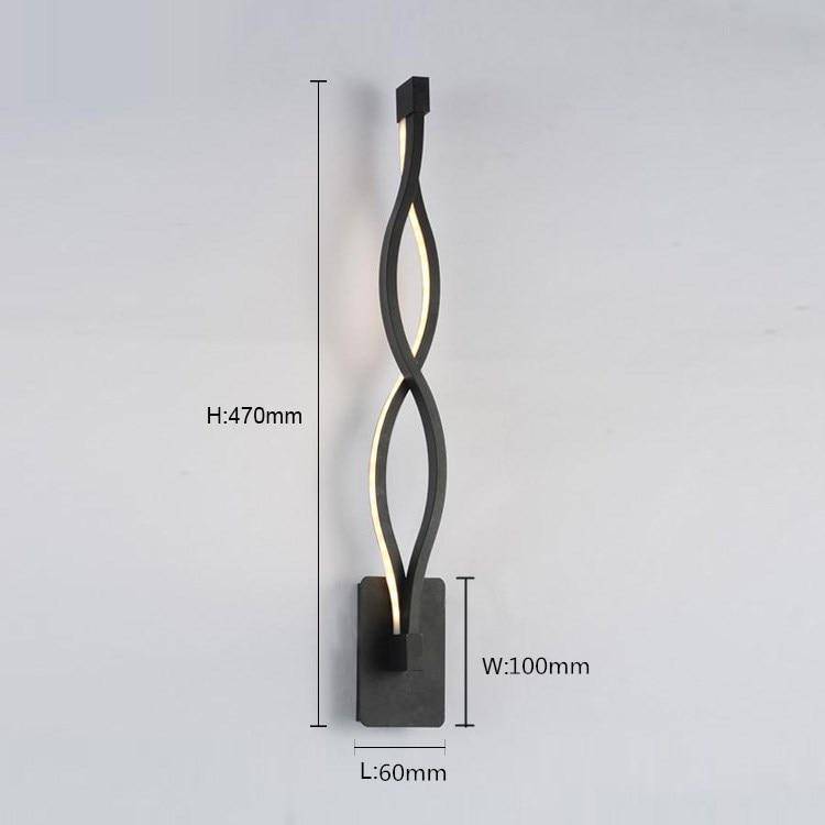 Modern LED wall light with curved metal design - vue 6 sur 6
