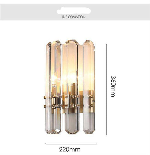 Crystal wall light with gold base - vue 3 sur 6
