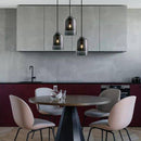 Design pendant light with rounded smoked glass tube
