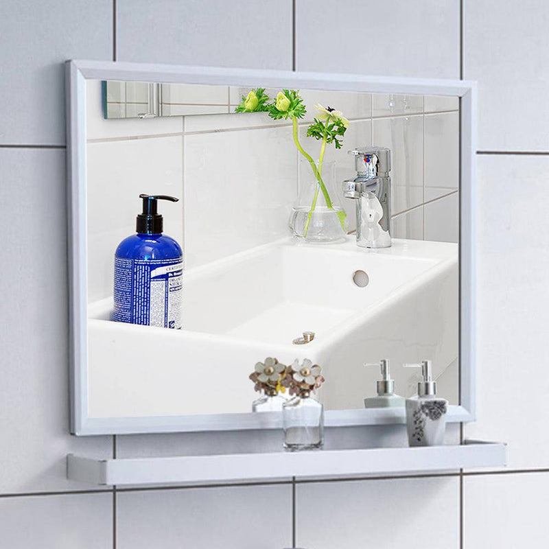 Shelf rectangular aluminum wall mirror