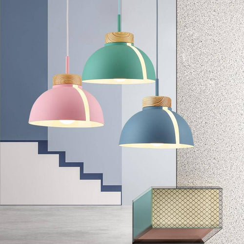 Colourful half-dome LED pendant light loft - vue 4 sur 13
