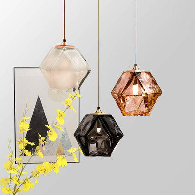 Coloured crystal glass diamond pendant light