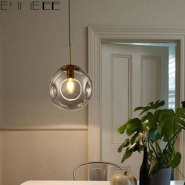 Smoked glass ball designer pendant light