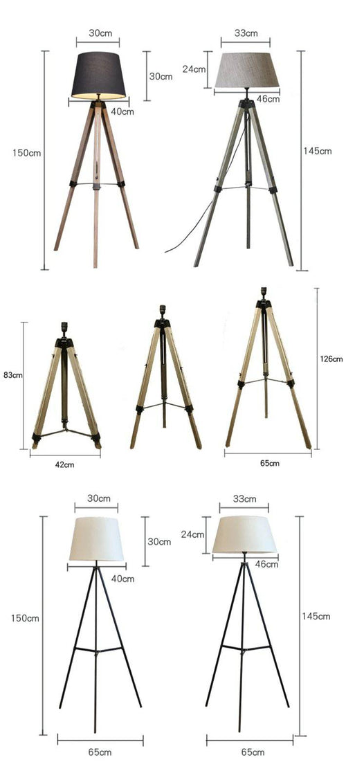 Adjustable tripod floor lamp with American fabric shade - vue 8 sur 11