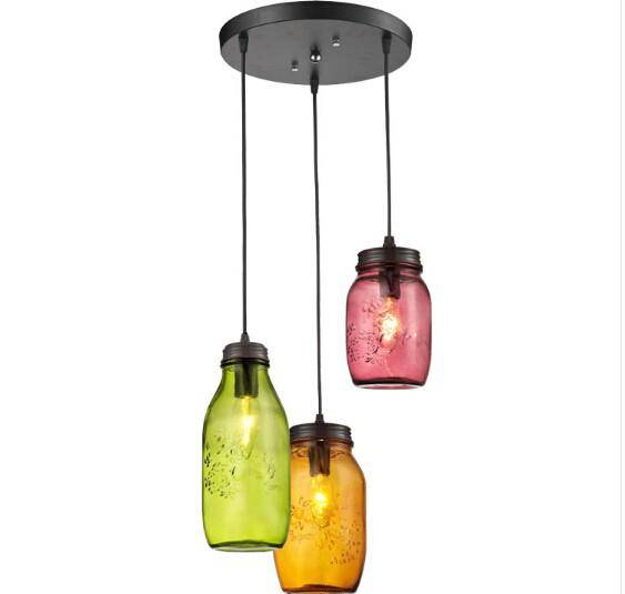 Large glass bottle pendant light jar - vue 2 sur 5