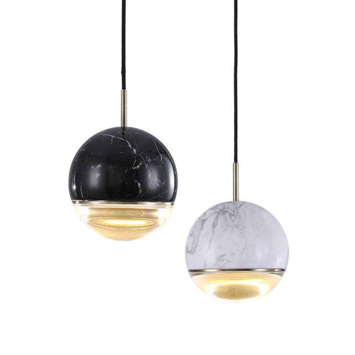 Coloured marble style LED globe pendant light - vue 11 sur 10
