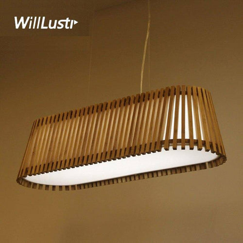 Long LED chandelier with bamboo bars - vue 2 sur 6