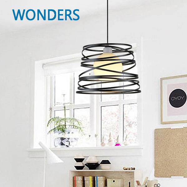 Black irregular spiral design pendant light