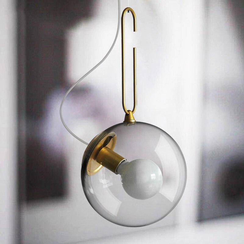 Glass and metal globe LED pendant light - vue 4 sur 6