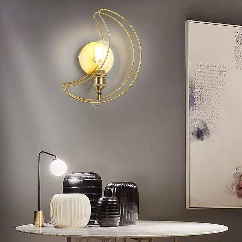 Design LED metal wall light moon style - vue 3 sur 4