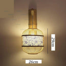 Vintage Japanese-style hanging bamboo wall light