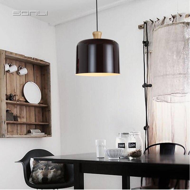 Multi-shape aluminium and wood pendant light - vue 3 sur 7