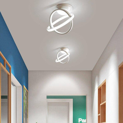 Modern LED ceiling light with metal luminous discs - vue 3 sur 7
