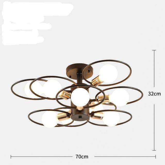 LED ceiling light with multiple metal rings - vue 8 sur 8